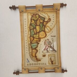 Argentina Map Tango Leather Scroll Wall‎ Hanging Art Home Decor